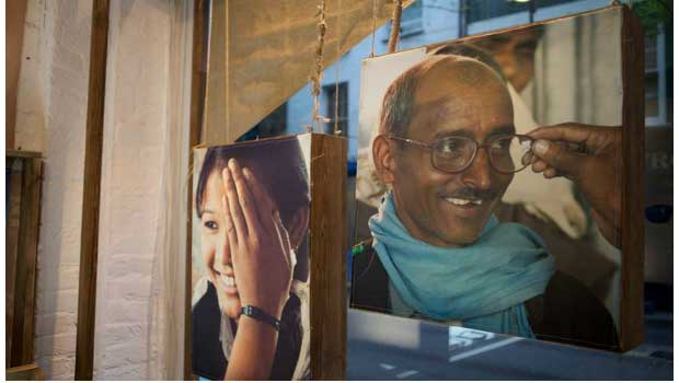 Close Up on the photo banners from Bgas of Love in the window display